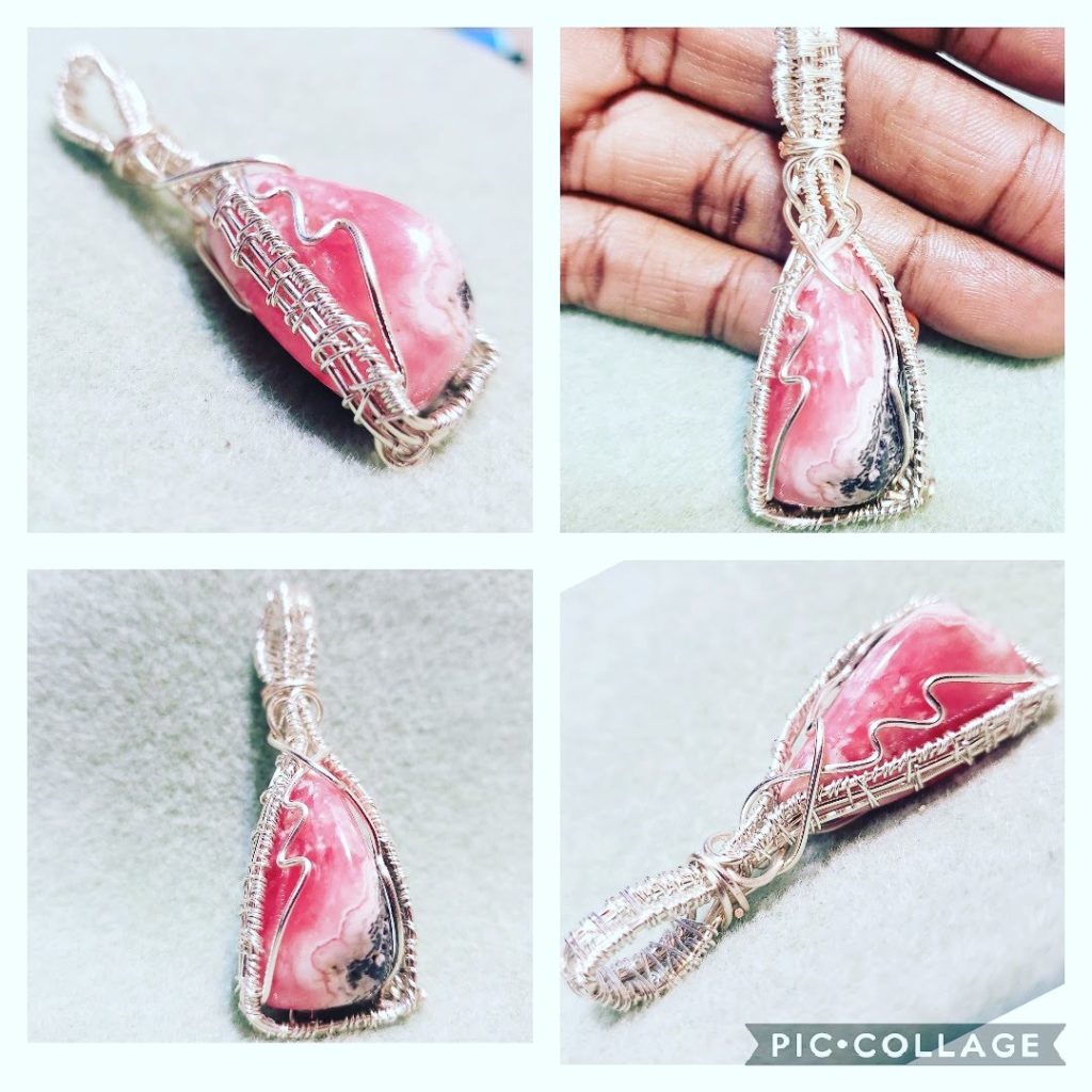 Rhodonite crystal pendant