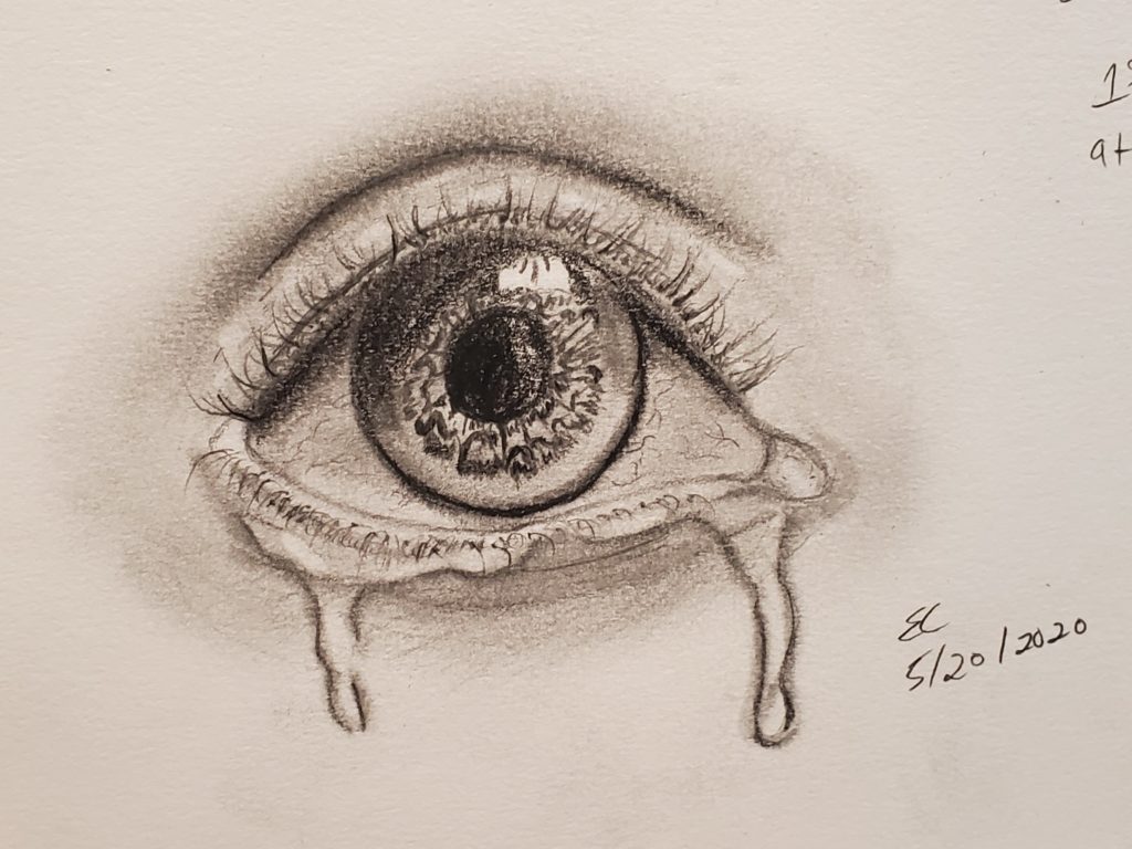 crying eye drawing on sketch paper